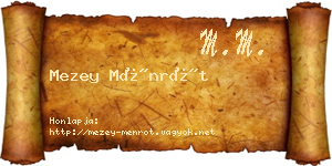 Mezey Ménrót névjegykártya